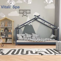 VITALISPA Kinderbett Hausbett DESIGN 90x200cm Kinder Bett Holz Haus آنترازیت