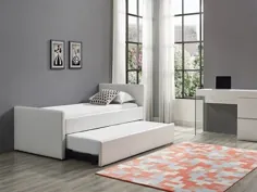 Casabianca، CB-14BD-XLTwin، Beds، Duette Collection White Eco Leather Xl Twin Twin Bed Features A Store Away Xl Twin Trundle Bed By Casabianca Home Cb 14Bd Xlt
