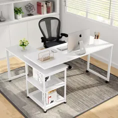 میز قابل برگشت L شکل ، میز کار 360 درجه گوشه چرخان رایگان ، میز اداری بزرگ 55 اینچ