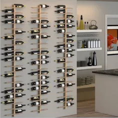 قفسه نوشیدنی دیواری 14 بطری ، دارنده آویز چوبی و قفسه جام ، ARDINART Rung - قفسه نوشیدنی دیواری