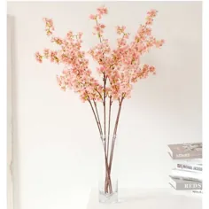 4 شاخه گل های گیلاس مصنوعی شاخه های گل ساقه ابریشم بلند جعلی شکوفه های گل گیلاس برای تزیین عروسی خانگی (39 اینچ) |  آرزو کردن