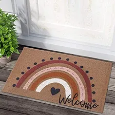 CiyvoLyee Rainbow Welcome Doormat Boho Rainbow داخل سالن ورودی فضای باز بدون لغزش پشتی فرش خنثی رنگین کمان هدایای عروسی خنک کننده خانه 17X30 اینچ