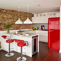 آشپزخانه طرح قرمز و سفید مدرن |  تزئین |  خانه ایده آل
