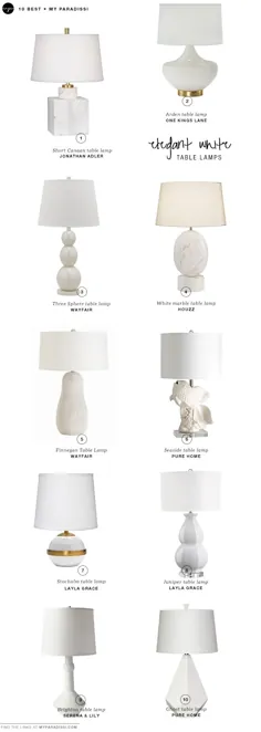 10 بهترین: چراغ های روی میز سفید ظریف