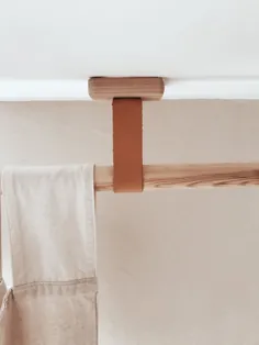 میله های پرده چوبی DIY / میله با بندهای چرمی - سبک فشار دهید