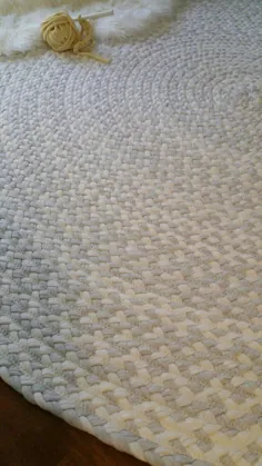 فرش بافته شده خاکستری و سفید از تی شرت های نخی دست ساز در |  اتسی
