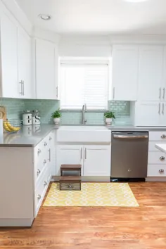 کابینت های آشپزخانه 14 بار سفید یک فضا را تغییر شکل داده اند