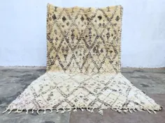 فرش باشکوه Beni ourain Moroccan Rug 6x12 Authentic White فرش |  اتسی
