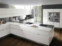 کابینت آشپزخانه نقاشی شده با لاک سفید و براق بالا
