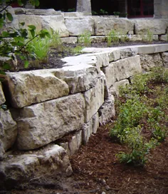 طراحی منظره منبت کاری شده روکش دیوار سنگی باغ حیاط پاسیو آتش نشانی و نمای سنگی قلعه سنگی