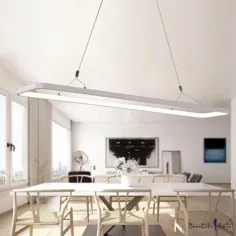 LED مستقیم غیر مستقیم چراغ مستطیل مستطیل LED آویز روشنایی سفید 33W / 46W ، 3000K / 4500K / 6500K لوستر اکریلیک مستطیل شکل برای اتاق ناهار خوری آشپزخانه دفتر