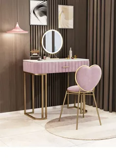 529.87 دلار آمریکا 10 OFF تخفیف | میز آرایش اتاق خواب طلایی نوردیک میز آرایش اتاق خواب سالن زیبایی آهن ساخته شده با کشو میز آرایش و صندلی | کمد |  - AliExpress