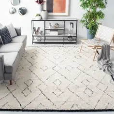 فرش پارچه ای عاجی / خاکستری دستباف برودی هندسی