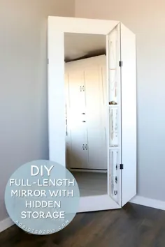 آینه تمام طول DIY با فضای ذخیره سازی پنهان