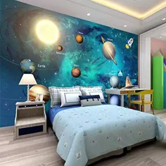 کاغذ دیواری طرح زمینه سه بعدی Galaxy Star تصویر زمینه اتاق خواب پسرانه اتاق خواب پس زمینه پارچه دیواری کارتون دیواری ، 430 سانتی متر 300 سانتی متر