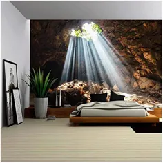 wall26 - پرتو خورشید در غار - دیوار نقاشی متحرک |  تصویر زمینه بزرگ خود چسب - 100x144 اینچ