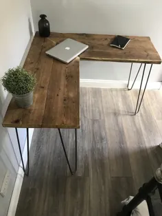 ویکتوریا - میز گوشه چوبی مدرن و مدرن Rustic با پایه های سنجاق.  برای خانه یا دفتر