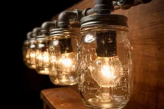 چراغ شیشه ای Mason Jar Light Light Industrial Rustic |  اتسی