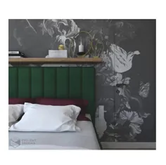 نقاشی دیواری شکوفه خاکستری کاغذ دیواری گل پرنعمت Vintage |  اتسی