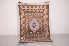 فرش قهوه ای مراکشی 4.9FT X 7.8FT - فرش Vintage مراکش - فرش Vintage مراکش - دونده فرش Berber - فرش پشمی - فرش قهوه ای Berber - فرش پشمی