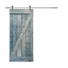 CALHOME Z Bar Series 36 in x 84 in. Solid Denim Blue Stained Wood Wood Carnish Dlab-DOOR-DIY-B36L - The Home Depot