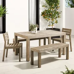 میز غذاخوری ، نیمکت و صندلی چوبی جامد Portside Outdoor 58.5 "