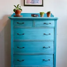 کمد عتیقه مرغوب فروخته شده Vintage Dresser آبی |  اتسی