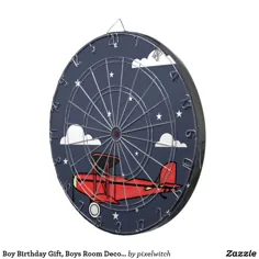 هدیه تولد پسرانه ، دکوراسیون اتاق پسران ، تخته دارت هواپیمای قرمز |  Zazzle.com