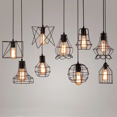 164.19RR 6٪ دسکتاپ | Luz pingente de ferro do vintage loft industrial retro droplight bar café quarto restaurante estilo country americano lâmpada pendurada | چراغ آویز | سبک چراغ صنعتی - AliExpress