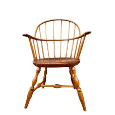 صندلی وینزور هوپبک اولیه آمریکایی ، بلوط و چوب درخت هیکوری 1840 ، قهوه ای عتیقه