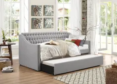 Homelegance Torrence Sleigh Tufted Daybed با Trundle در خاکستری