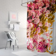 پرده دوش شکوفه صورتی تزئین حمام گل عروسی |  اتسی
