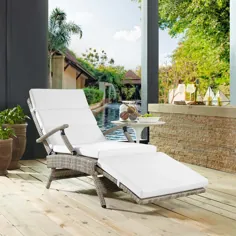 صندلی تختخواب سفارشی حصیری پاسیو مدل Modway Envisage - به رنگ خاکستری روشن و سفید