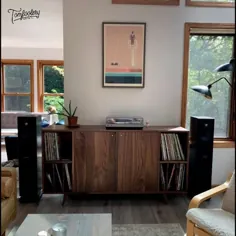 کنسول وینیل Romo - ذخیره سازی مدرن LP در اواسط قرن - میز کناری مدرن - ذخیره سازی ضبط چوب جامد