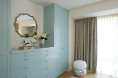 کابینت های کمد و کمد آبی ساخته شده آبی - انتقالی - اتاق خواب