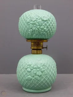 ANTIQUE FOSTORIA'S # 3 MARGUERITE GREEN MILK GLASS MINIATURE OAM LAMP S1-229 |  # 1995767905