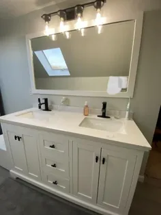 Wyndham Collection Avery 72 in W W 22 in D D Bath Vanity in Grey Dark with Top Marble Vanity in White Carrara with White Basins and Mirror-WCV232372DKGCMUNOM70 - The Home Depot