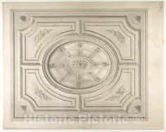 چاپ هنری: Jules-Edmond-Charles Lachaise - طراحی سقفی با غنائم و صندوق های Trompe L'Oeil: Vintage Wall Art
