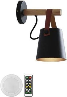 ANYE 1-light 55 Lumens LED Remote Control Battery Wireless Black Wall Wall Sconce Light Lighting برای اتاق رستوران Loft - نصب آسان ، کنترل نور ، باتری گنجانده نشده است