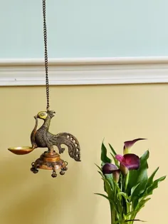 لامپ های آویز طاووس آویز برنجی Diya Handmade |  اتسی
