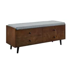 Walker Edison Furniture Co. B46MCMSBDW Storage Bench w / Cushion in Dark Dark / Brown Grey، Mid Century Modern |  بلاکور