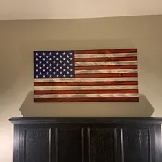 تزئینی دیواری پرچم سنتی آمریکایی Glory Old Rustic Wooden |  اتسی