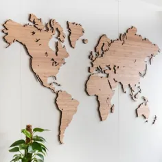 نقشه جهان چوبی هنر دیوار - بامبو