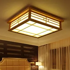 چراغ سقفی ژاپنی LED لامپ چوبی جامد چراغ لامپ تاتامی چراغ اتاق نشیمن ژاپنی (350 میلی متر * 350 میلی متر * 120 میلی متر) اتاق خواب سیاهههای مربوط به بالکن