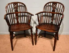 صندلی های Yew و Elm Windsor قرن نوزدهم