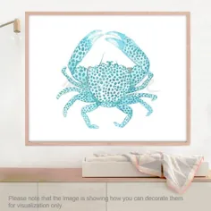 Crab Wall Arts Blue Pastel Nursery Poster چاپ آبرنگ |  اتسی