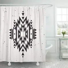 پرده دوش حمام قبیله ای سیاه آزتک PKNMT Grunge Monochrome Ethnic Pattern الگوهای آمریکایی 66x72 اینچ - Walmart.com