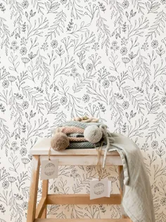 کاغذ دیواری متحرک با طرح گل خاکستری پوست و چوب |  اتسی