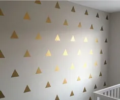 100 برچسب دیواری مثلث فلزی طلا مثلث طلا |  اتسی