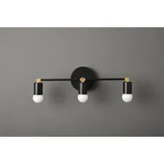 Illuminate Von Avon 18.5-in W 3-Light Black and Brass Mid-قرن Wall Sconce Lowes.com